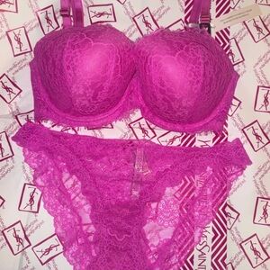 Victoria's Secret| Dream Angels Lightly Lined Demi Bra Set 36DD/ L panty